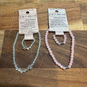2 Bracelet and Ring Sets 1 Crystal, 1 Rose Quartz Powerful Love Combo Zen Stones